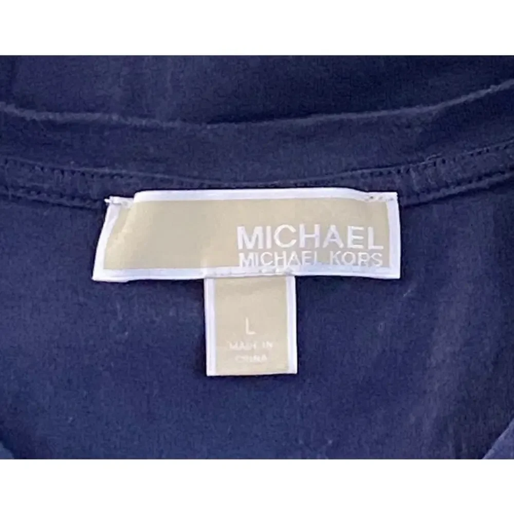 MICHAEL KORS Blue Short Sleeve Tied Shoulders Top ~ Women's Size LARGE